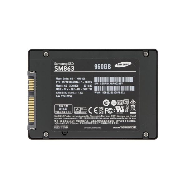 Samsung SM863 MZ-7KM960HAHP 960GB SATA 6Gb/s 2.5 Solid State Drive (MZ7KM960HAHP-MZ7KM960HAHP)