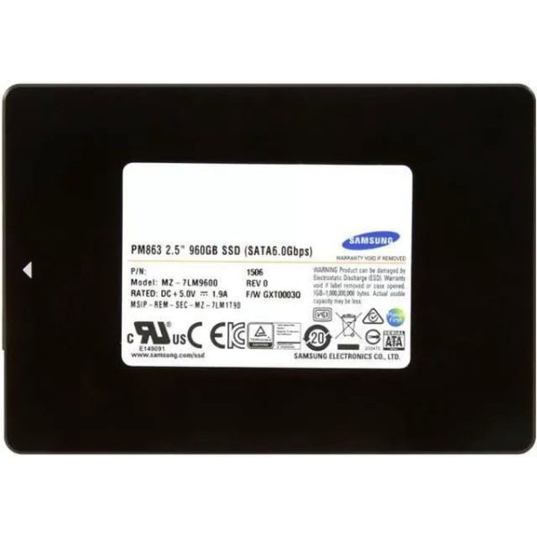 Samsung PM863 MZ-7LM9600 960GB SATA 6Gb/s 2.5 Solid State Drive (MZ7LM960HCHP-MZ7LM9600)