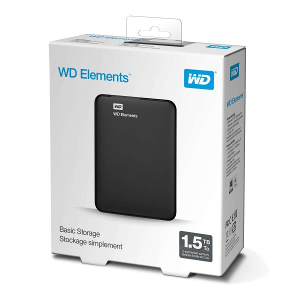 Western Digital WD Elements Portable 2.5 Inch externe HDD 1.5TB, Zwart (WDBU6Y0015BBK-WESN)