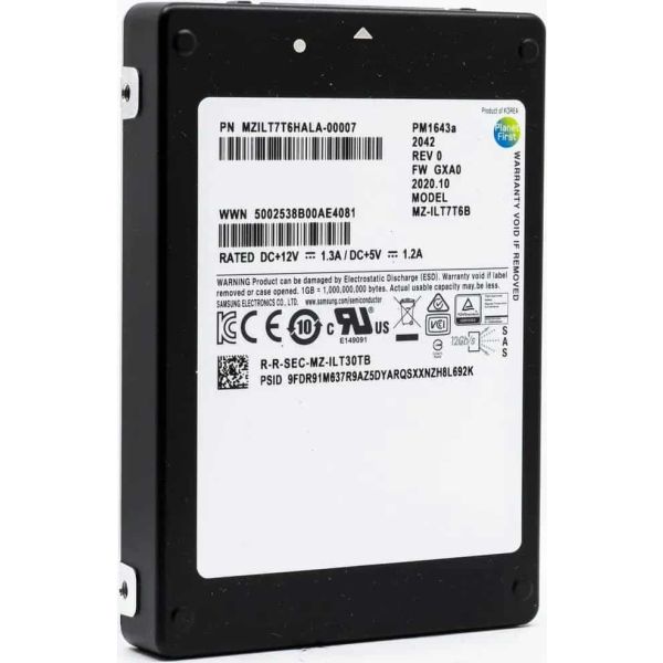 Samsung PM1643a MZILT7T6HALA MZ-ILT7T6B 7.68TB SAS 12Gb/s 3D TLC 2.5in Solid State Drive (MZILT7T6HALA)
