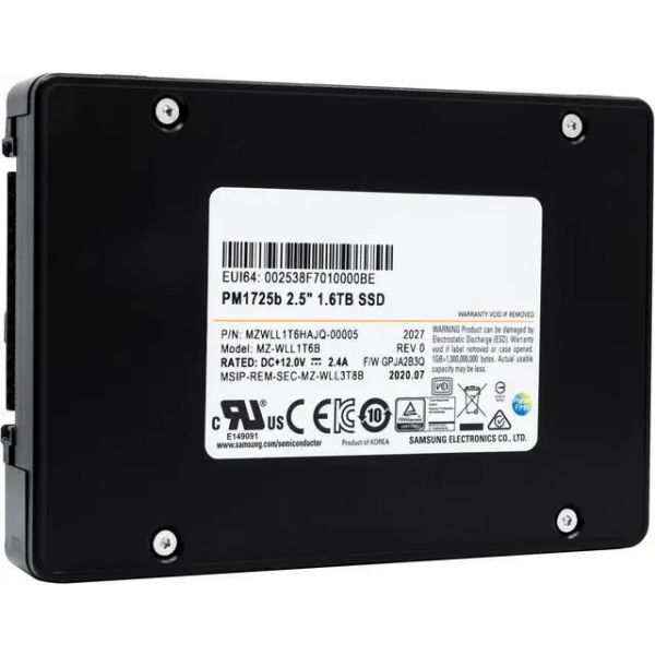 Samsung PM1725b MZWLL1T6HAJQ MZ-WLL1T6B 1.6TB PCIe Gen 3.0 x4 4GB/s 2.5 Dual Port Solid State Drive (MZWLL1T6HAJQ-MZWLL1T6B)