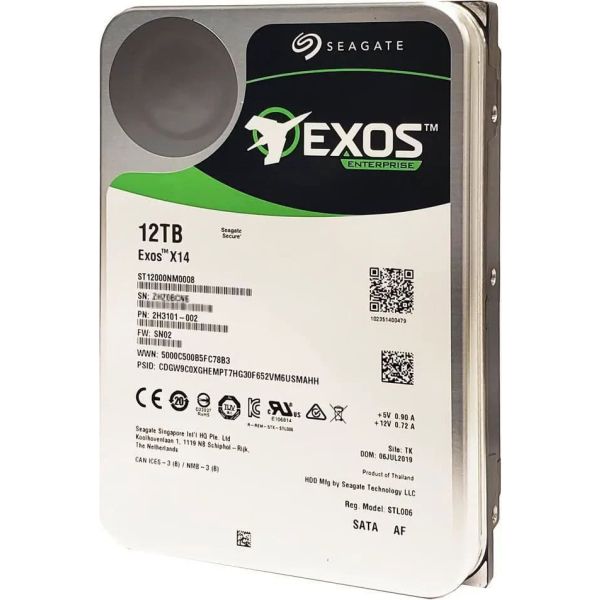 Seagate Exos X14 ST12000NM0008 12TB 7.2K RPM SATA 6Gb/s 512e/4Kn 256MB 3.5 FastFormat Hard Drive (ST12000NM0008)