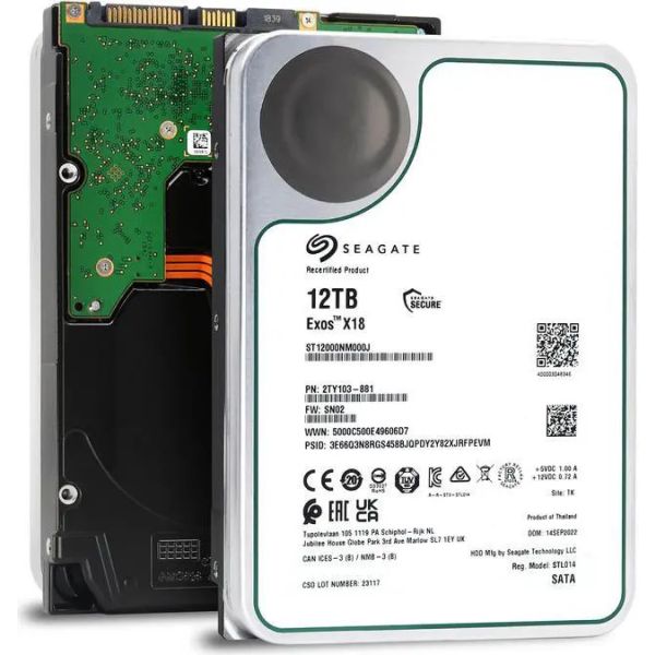 Seagate Exos X18 12TB 7.2K RPM SATA 3.5" (ST12000NM001J)