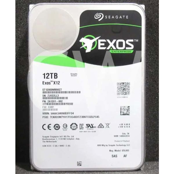 Seagate Exos X12 ST12000NM0027 12TB 7.2K RPM SAS 12Gb/s 512e/4Kn 256MB 3.5 FastFormat Hard Drive (ST12000NM0027)
