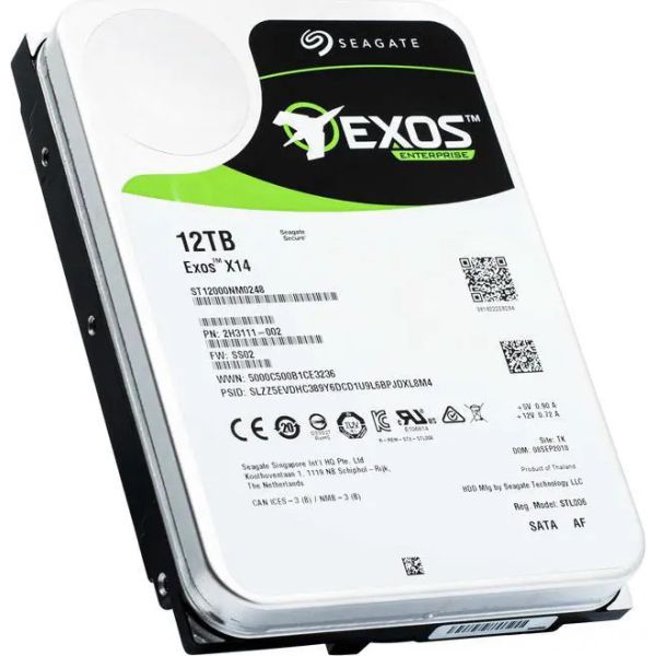 Seagate Exos X14 ST12000NM0248 12TB 7.2K RPM SATA 6Gb/s 512e/4Kn 256MB 3.5 FastFormat Hard Drive (ST12000NM0248)