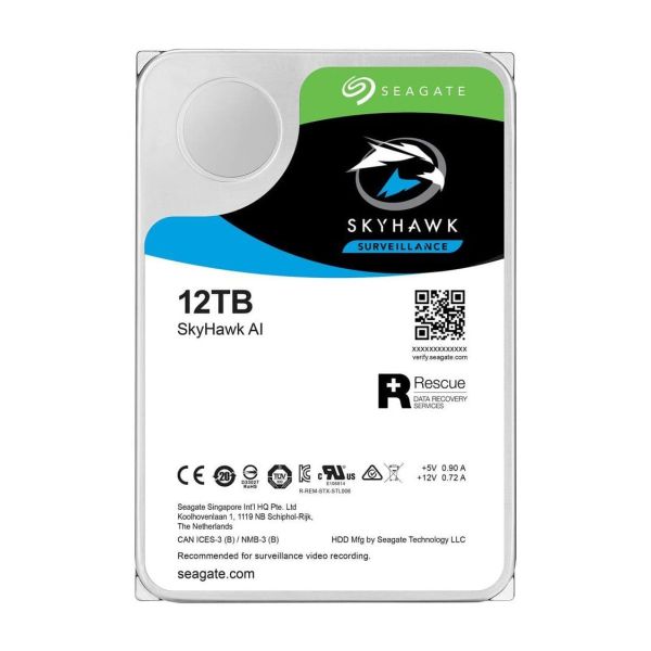 Seagate SkyHawk AI interne harde schijf 12 TB 7200 RPM 256 MB 3.5" SATA III (ST12000VE0008)