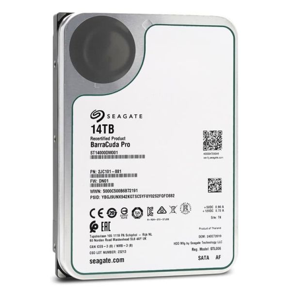 Seagate BarraCuda Pro ST14000DM001 14TB 7.2K RPM SATA 6Gb/s 512e 3.5in Hard Drive (ST14000DM001)