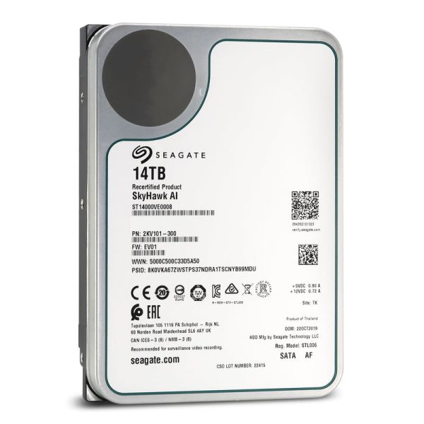 Seagate SkyHawk Surveillance ST14000VE0008 14TB 7.2K RPM SATA 6Gb/s 512e 3.5in Hard Drive (ST14000VE0008)