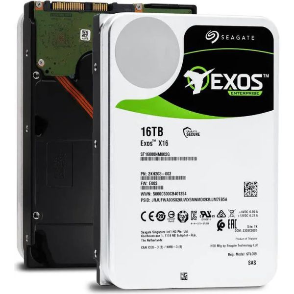 Seagate Exos X16 ST16000NM002G 16TB 7.2K RPM SAS 12Gb/s 512e/4Kn 3.5in Hard Drive (ST16000NM002G)