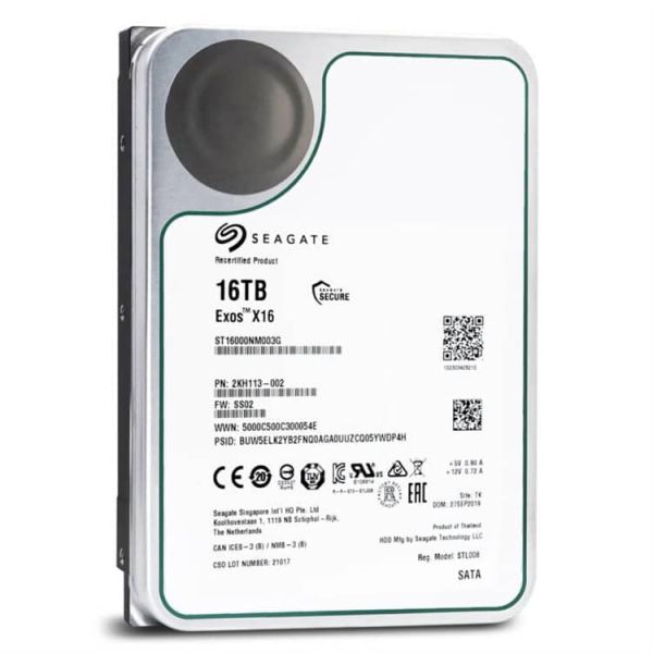 Seagate Exos X16 16TB 7.2K RPM SATA 3.5 Hard Drive (ST16000NM003G)
