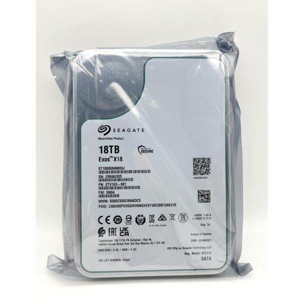 Seagate Exos X18 18TB 7.2K RPM SATA 3.5in Hard Drive (ST18000NM014J_PWR)