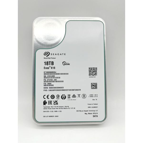 Seagate X18 ST18000NM018J 18TB 7.2K RPM SATA 6Gb/s 512e 3.5in Hard Drive (ST18000NM018J)
