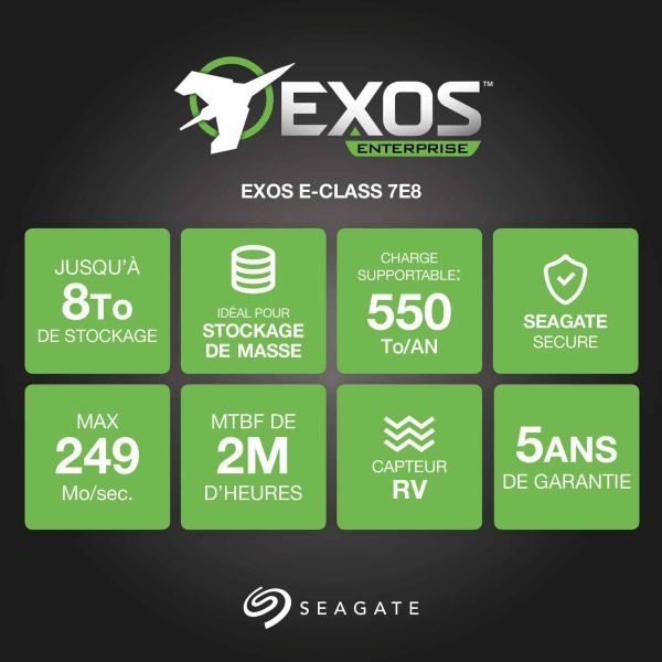 Seagate Exos 7E8 ST2000NM0125 2TB 7.2K RPM SATA 6Gb/s 512e 128MB 3.5 Hard Drive (ST2000NM0125) Seagate Enterprise ST2000NM0125 interne harde schijf 2 TB 7200 RPM 128 MB 3.5" SATA III (ST2000NM0125)