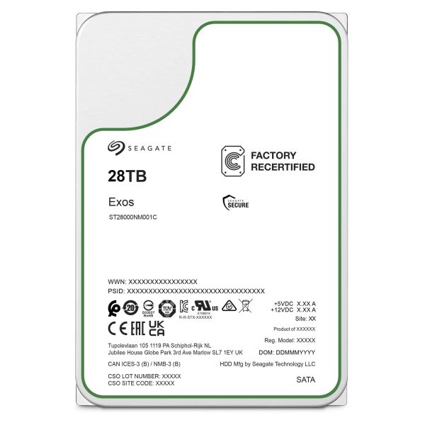 Seagate Exos ST28000NM001C 28TB 7.2K RPM SATA 6Gb/s 512e 512MB 3.5in HDD (ST28000NM001C)