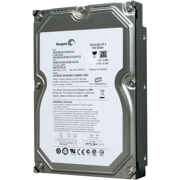 Seagate Barracuda ES.2 500GB 7.2K RPM SATA 3Gb/s (ST3500320NS)