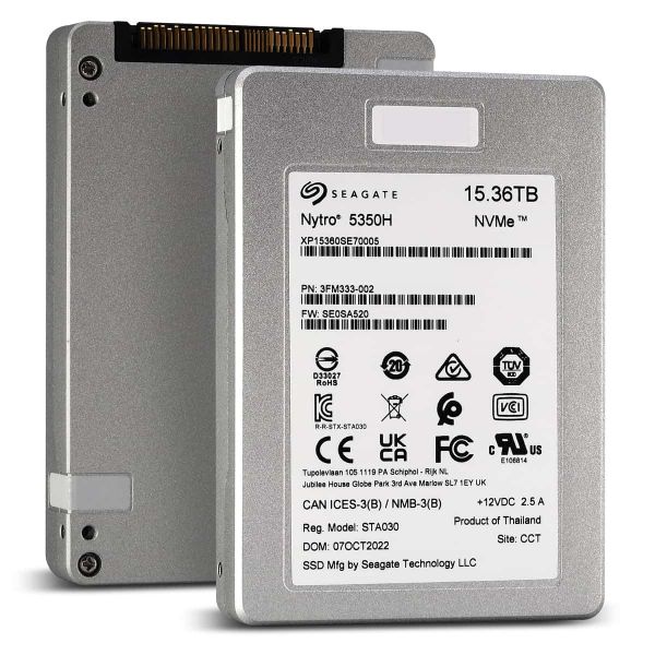 Seagate Nytro 5350H XP15360SE70005 3FM333-002 15.36TB PCIe Gen 4.0 x4 8GB/s 3D TLC U.3 NVMe 2.5in Solid State Drive (XP15360SE70005)
