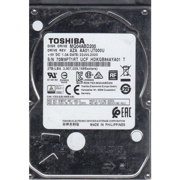 Toshiba L200 MQ04ABD200 HDKGB84ZKA01 2TB 5.4K RPM SATA 6Gb/s Laptop 2.5in Hard Drive (MQ04ABD200)