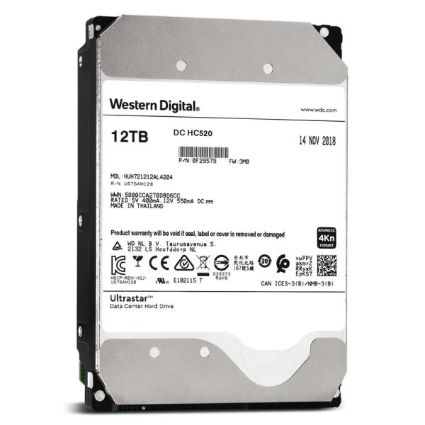 Western Digital WD Ultrastar DC HC520 HUH721212AL4204 0F29579 12TB 7.2K RPM SAS 12Gb/s 4Kn 3.5in Recertified Hard Drive (HUH721212AL4204-0F29579_MR)