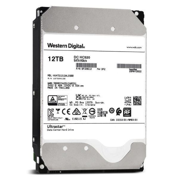 Western Digital Ultrastar DC HC520 HUH721212ALE600 0F29618 12TB 7.2K RPM SATA 6Gb/s 512e Power Disable 3.5in Hard Drive (HUH721212ALE600-0F29618_PWR)