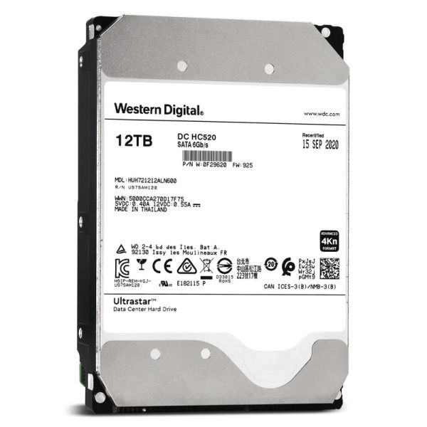 Western Digital HGST Ultrastar He12 HUH721212ALN600 0F29620 12TB 7.2K RPM SATA 6Gb/s 4Kn 256MB 3.5 ISE Power Disable Pin Hard Dr (HUH721212ALN600-0F29620_PWR)