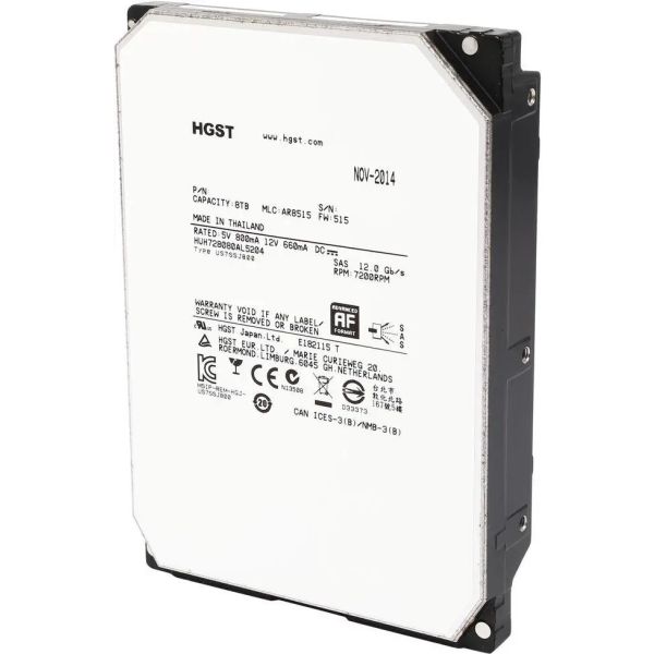 Western Digital HGST Ultrastar He8 HUH728080AL5204 0F25733 8TB 7.2K RPM SAS 12Gb/s 512e 128MB 3.5in HDD (HUH728080AL5204)