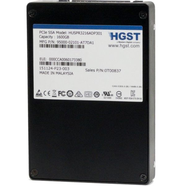 Western Digital HGST SN100 1.6TB PCIe Gen 3.0 x4 U.2 NVMe (HUSPR3216ADP301)