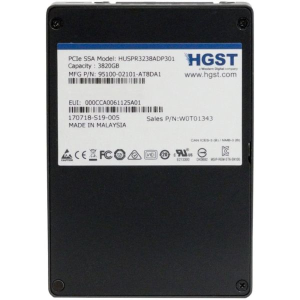 Western Digital HGST SN100 HUSPR3238ADP301 W0T01343 3.82TB PCIe Gen 3.0 x4 U.2 NVMe 2.5in Solid State Drive (HUSPR3238ADP301_W0T01343)