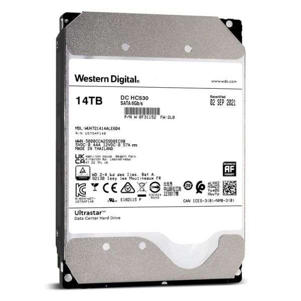 Western Digital Ultrastar DC HC530 WUH721414ALE604 14TB 7.2K RPM SATA 6Gb/s 512e 3.5in Hard Drive (WUH721414ALE604-0F31152_PWR)