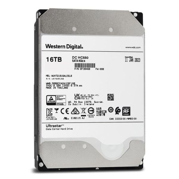 Western Digital Ultrastar DC HC550 16TB 7.2K SATA 3.5" Hard Drive (WUH721816ALE6L0)