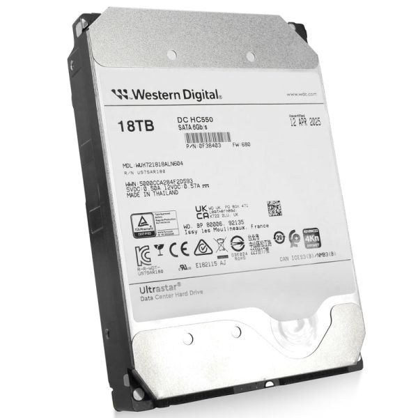 Western Digital Ultrastar DC HC550 18TB 7.2K RPM SATA Hard Drive (WUH721818ALN604-0F38403_PWR)