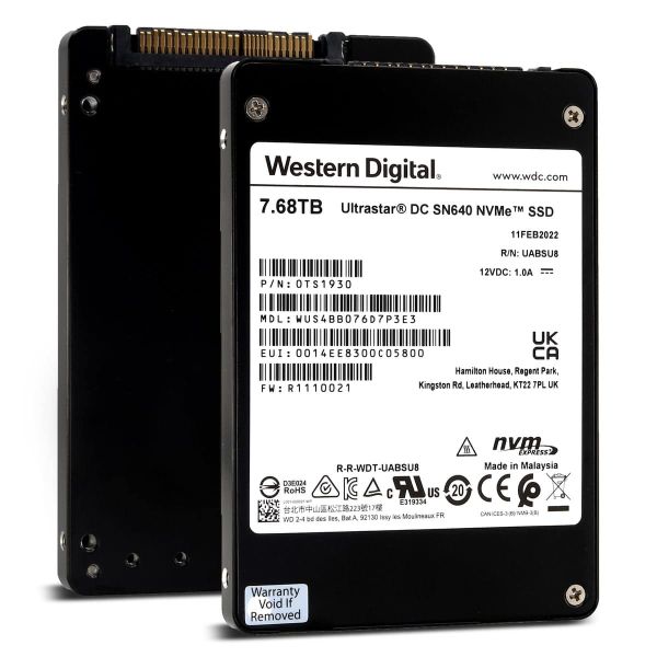 Western Digital Ultrastar DC SN640 7.68TB U.2 NVMe (WUS4BB076D7P3E3)