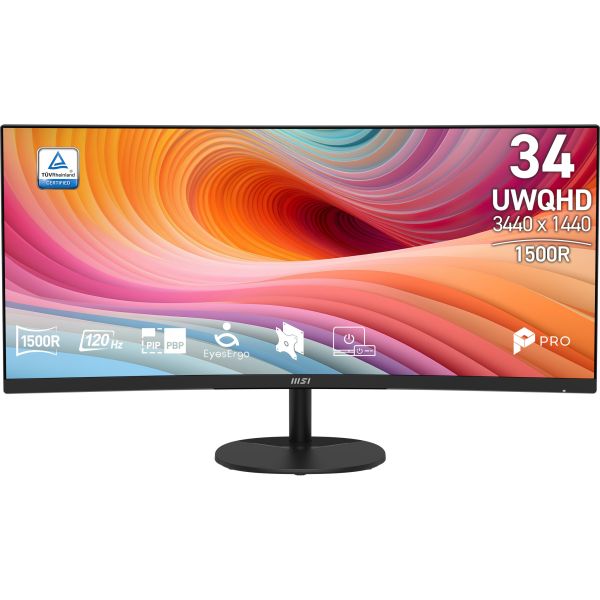 MSI Pro MP341CQ E12 computer monitor 86,4 cm (34") 3440 x 1440 Pixels UltraWide Quad HD Zwart (9S6-3PB2CT-047) MSI Pro MP341CQ E12 computer monitor 86,4 cm (34") 3440 x 1440 Pixels UltraWide Quad HD Zwart (9S6-3PB2CT-047)