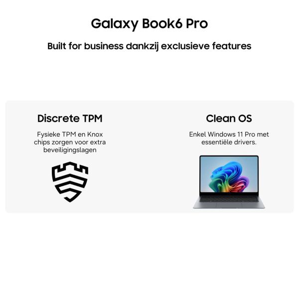 Samsung Galaxy Book6 Pro Book6 Pro 14" W11P U7 32GB 512GB Copilot+ PC Intel Core Ultra 7 356H Laptop 35,6 cm (14") Touchscreen WQXGA+ LPDDR5x-SDRAM SSD Wi-Fi 7 (802.11be) Windows 11 Pro US International Grijs (NP944XJG-KG3NL)