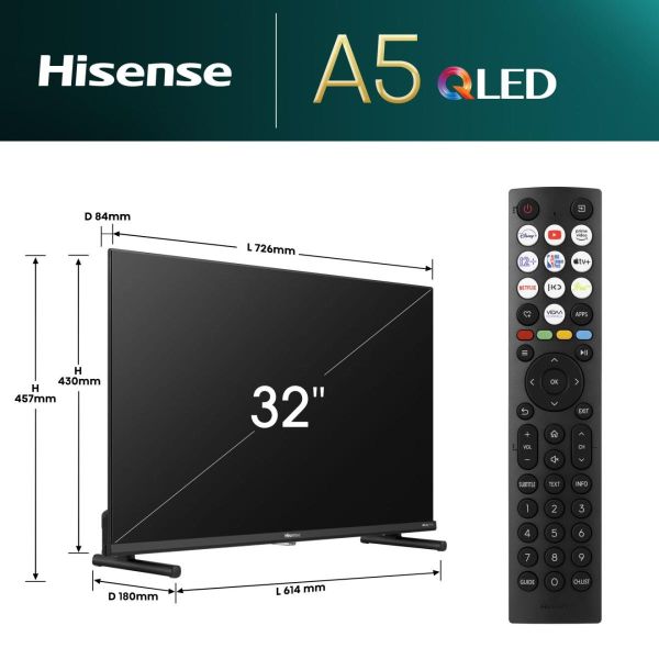 Hisense 32A5NQ 81,3 cm (32") Full HD Smart TV Wifi Zwart 220 cd/m² (32A5NQ) Hisense 32A5NQ 81,3 cm (32") Full HD Smart TV Wifi Zwart 220 cd/m² (32A5NQ)