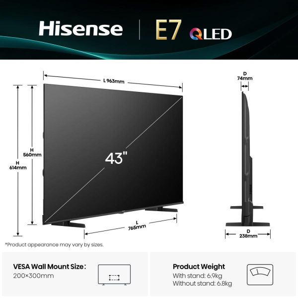 Hisense 43E77Q 109,2 cm (43") 4K Ultra HD Smart TV Wifi Zwart (43E77Q) Hisense 43E77Q 109,2 cm (43") 4K Ultra HD Smart TV Wifi Zwart (43E77Q)