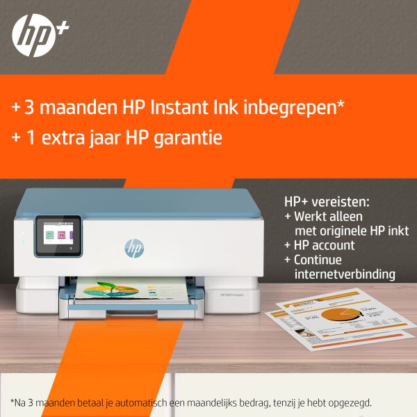 HP ENVY Inspire 7221e Draadloos All-in-One Kleur Printer, Instant Ink; Foto's printen (2H2N1B#686)