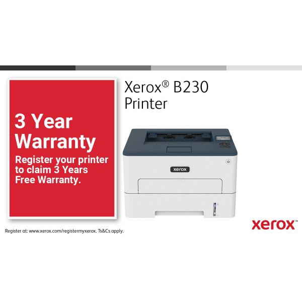 Xerox B230 A4 34 ppm draadloze dubbelzijdige printer PS3 PCL5e/6 2 laden totaal 251 vel (B230V_DNI)