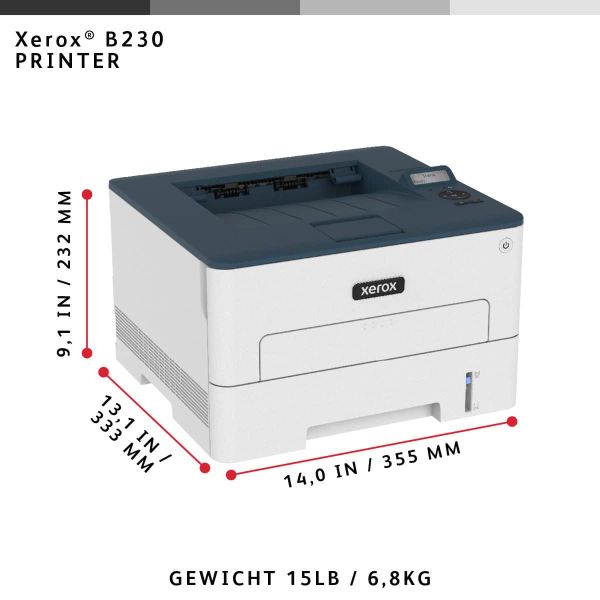 Xerox B230 A4 34 ppm draadloze dubbelzijdige printer PS3 PCL5e/6 2 laden totaal 251 vel (B230V_DNI) Xerox B230 A4 34 ppm draadloze dubbelzijdige printer PS3 PCL5e/6 2 laden totaal 251 vel (B230V_DNI)