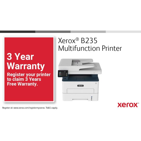 Xerox B235 A4 34 ppm draadloze dubbelzijdige printer PS3 PCL5e/6 ADF 2 laden totaal 251 vel (B235V_DNI)