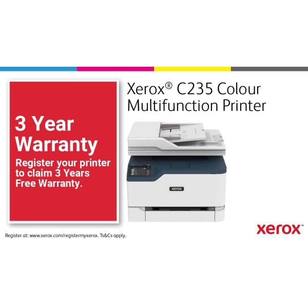 Xerox C235 A4 22ppm Wireless Duplex Copy/Print/Scan/Fax PS3 PCL5e/6 ADF 2 Trays Total 251 Sheets (C235V_DNI)