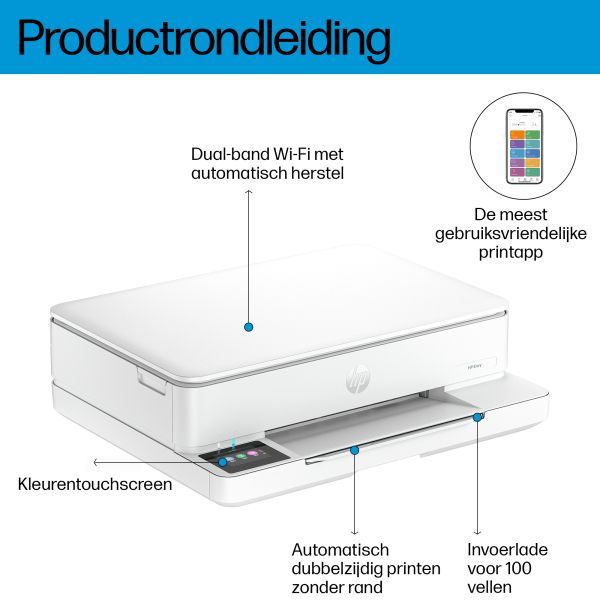 HP ENVY 6110e Wireless All-in-One Kleur Printer, Instant Ink; Foto's printen (714J3B#629)