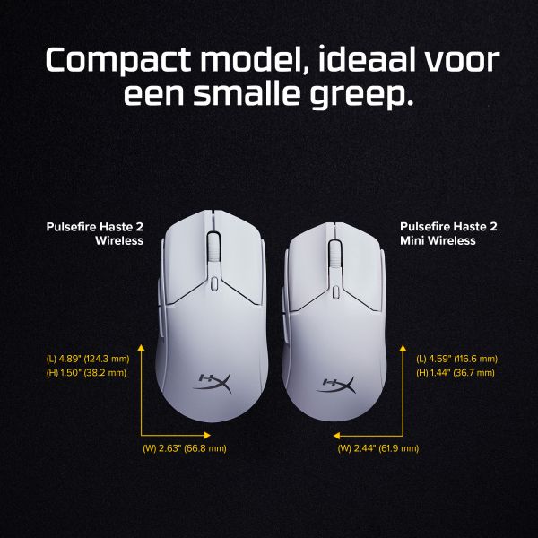 HyperX Pulsefire Haste 2 Mini - draadloze gamingmuis (wit) (7D389AA)