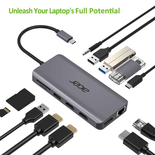 Acer HP.DSCAB.009 notebook dock & poortreplicator Bedraad USB 3.2 Gen 1 (3.1 Gen 1) Type-C Zilver (HP.DSCAB.009)