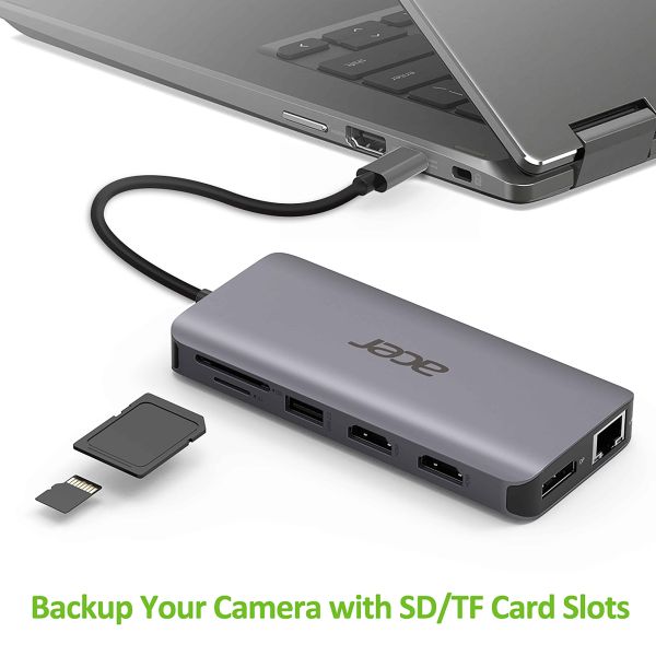 Acer HP.DSCAB.009 notebook dock & poortreplicator Bedraad USB 3.2 Gen 1 (3.1 Gen 1) Type-C Zilver (HP.DSCAB.009)
