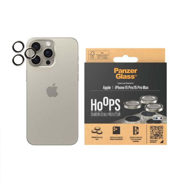 PanzerGlass ® Hoops® Metal Camera Lens Protector Natural iPhone 15 Pro | 15 Pro Max Doorzichtige schermbeschermer Apple 1 stuk(s) (1195)