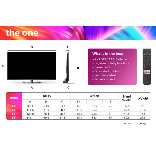 Philips The One 65PUS8909/12 165,1 cm (65") 4K Ultra HD Smart TV Wifi Grijs (65PUS8909/12) Philips The One 65PUS8909/12 165,1 cm (65") 4K Ultra HD Smart TV Wifi Grijs (65PUS8909/12)