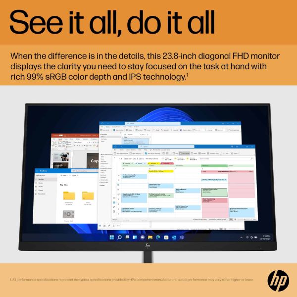 HPI E24 G5 FHD Monitor 60.5 Cm 23.8 Inches 1920 X 1080 Pixels 5 Ms (6N6E9AT)