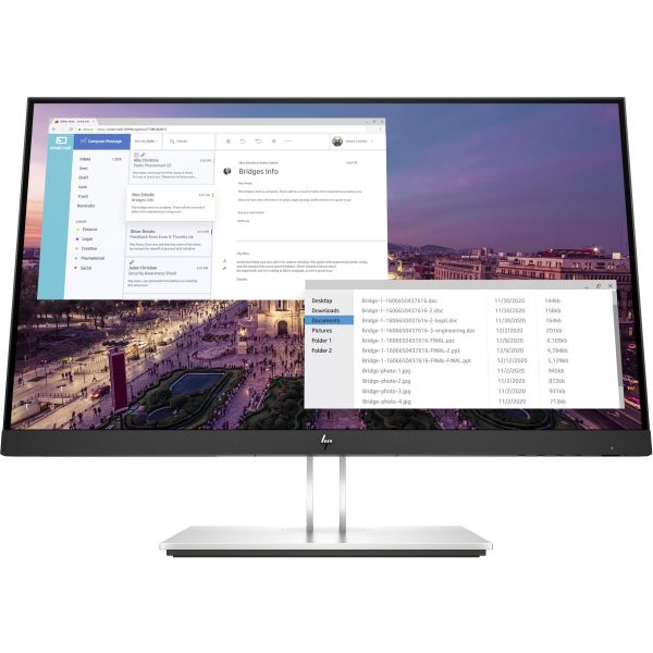 HP E-Series E23 G4 FHD Monitor computer monitor 58,4 cm (23") 1920 x 1080 Pixels Full HD LCD Zwart, Zilver (9VF96AA)