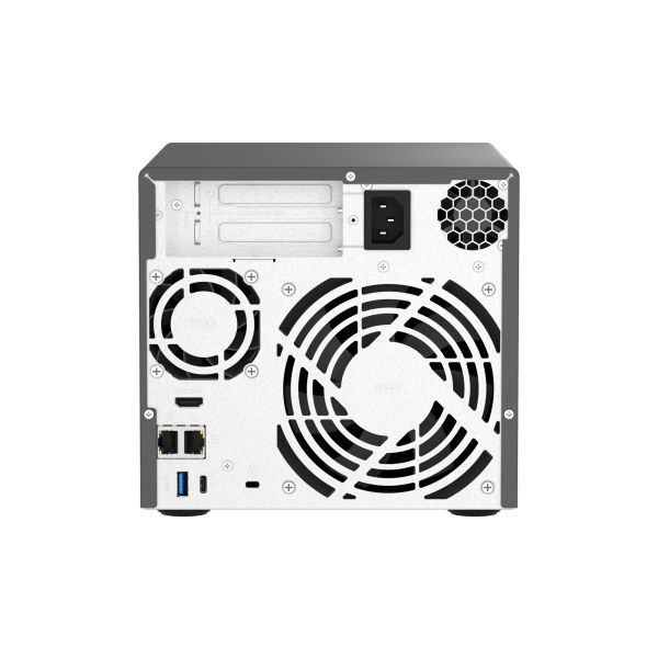 QNAP TVS-H474 NAS Tower Intel® Core™ i3 i3-12100 8 GB DDR4 0 TB QuTS hero Zwart (TVS-H474-I3-8G)