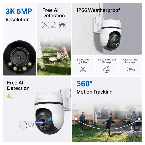TP-Link TAPO C530WS bewakingscamera Turret IP-beveiligingscamera Buiten 2880 x 1620 Pixels Muur (C530WS)
